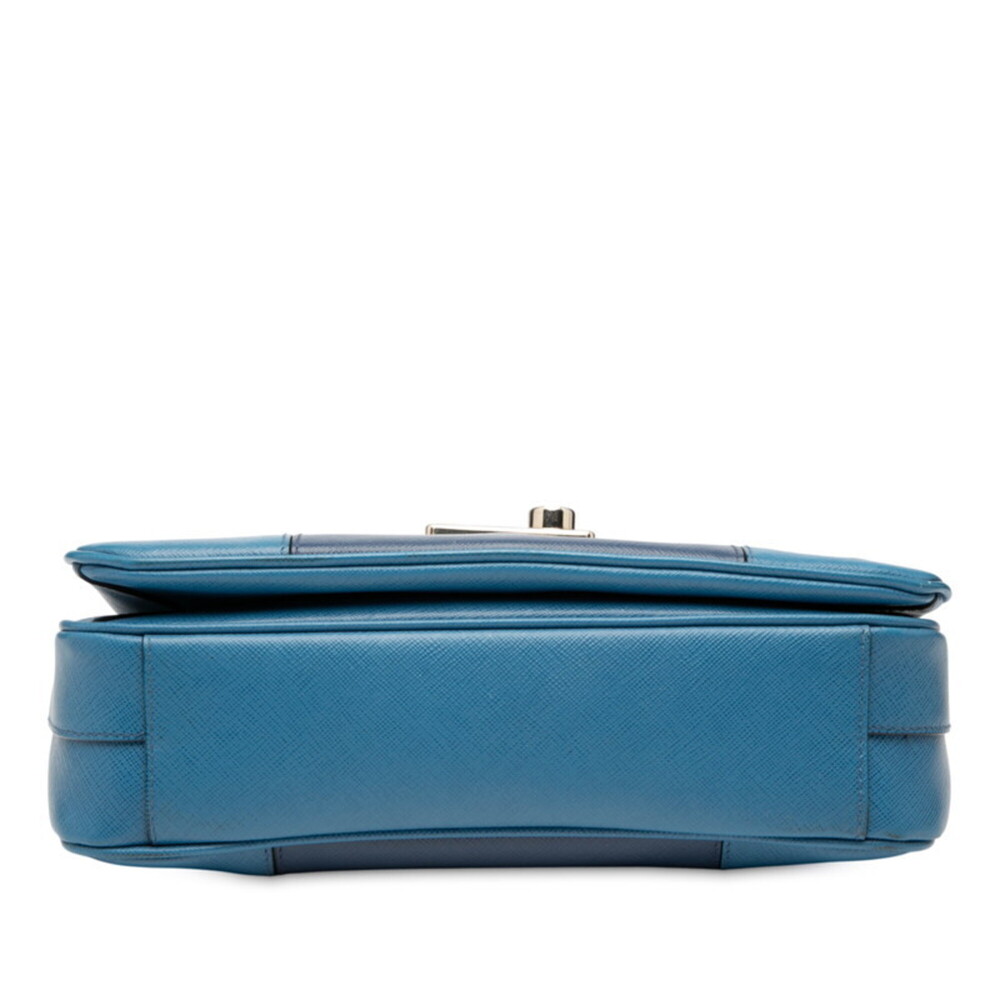 PRADA Blue Leather Saffiano Shoulder Bag - Picture 3 of 7